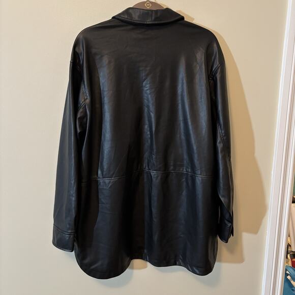 Zara Faux Leather Snap Up Jacket - Picture 2 of 13